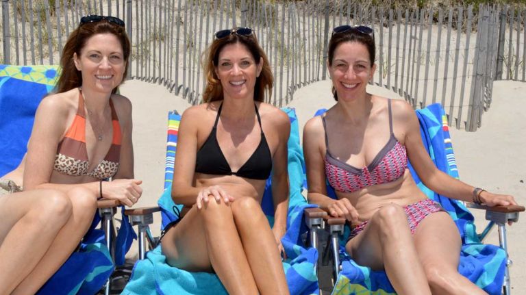 From left, Kathleen Barefoot, Nicole Coslov and Katinka Beeler at Ocean Beach in Bridgehampton on Sunday, June 7, 2015.
