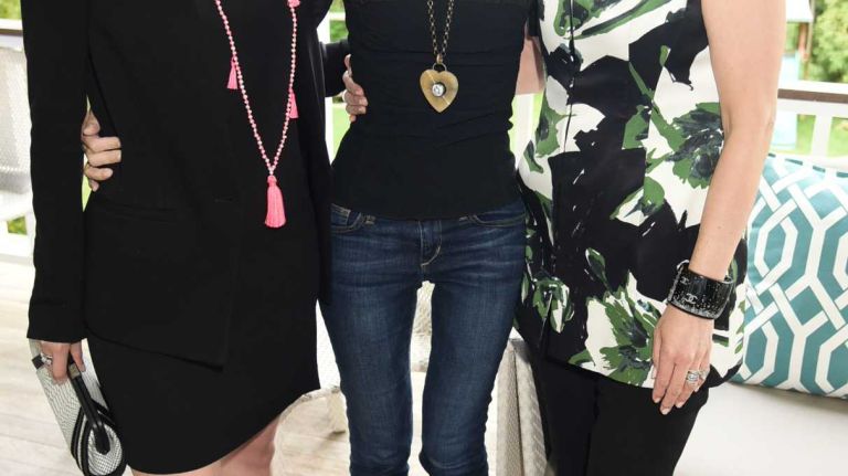 Aima Raza, Wednesday Martin and Suri Kasirer take a moment together at a book party on Saturday, June 6, 2015, for Martin's 