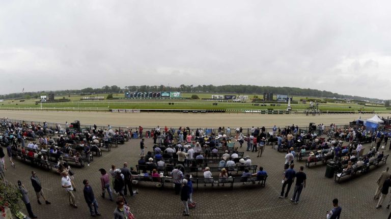 A view from Belmont Park on an overcast morning before the 147th running of the Belmont Stakes on Saturday, June 6, 2015 in Elmont.