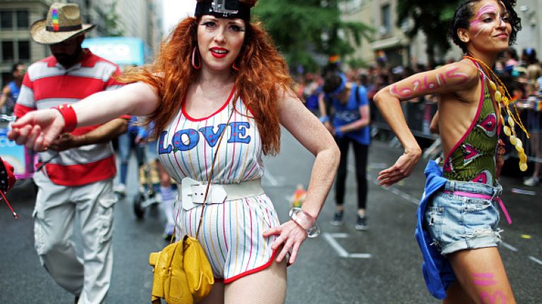  Participants march in the Gay Pride Parade on June 28, 2015 in New York City. 