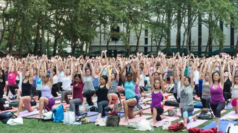Free yoga class at Bryant Park.