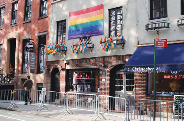 The Stonewall Inn and the adjoining storefront to its right now enjoy landmark status protecting the integrity of their facades.   Photo by Gay City News