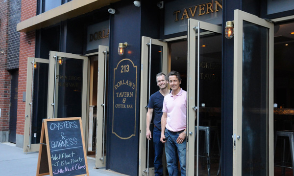 Photo by HannabrakeyDSLR@instagram HEY STELLA, WHAT COMES AFTER SANDY…Jeremy Dahm, left, and Fernando Dallorso outside their new Front St. restaurant, Dorlan’s Tavern.  Stella, their previous restaurant at the same spot,  closed nearly three years ago because of damage from Hurricane Sandy.  