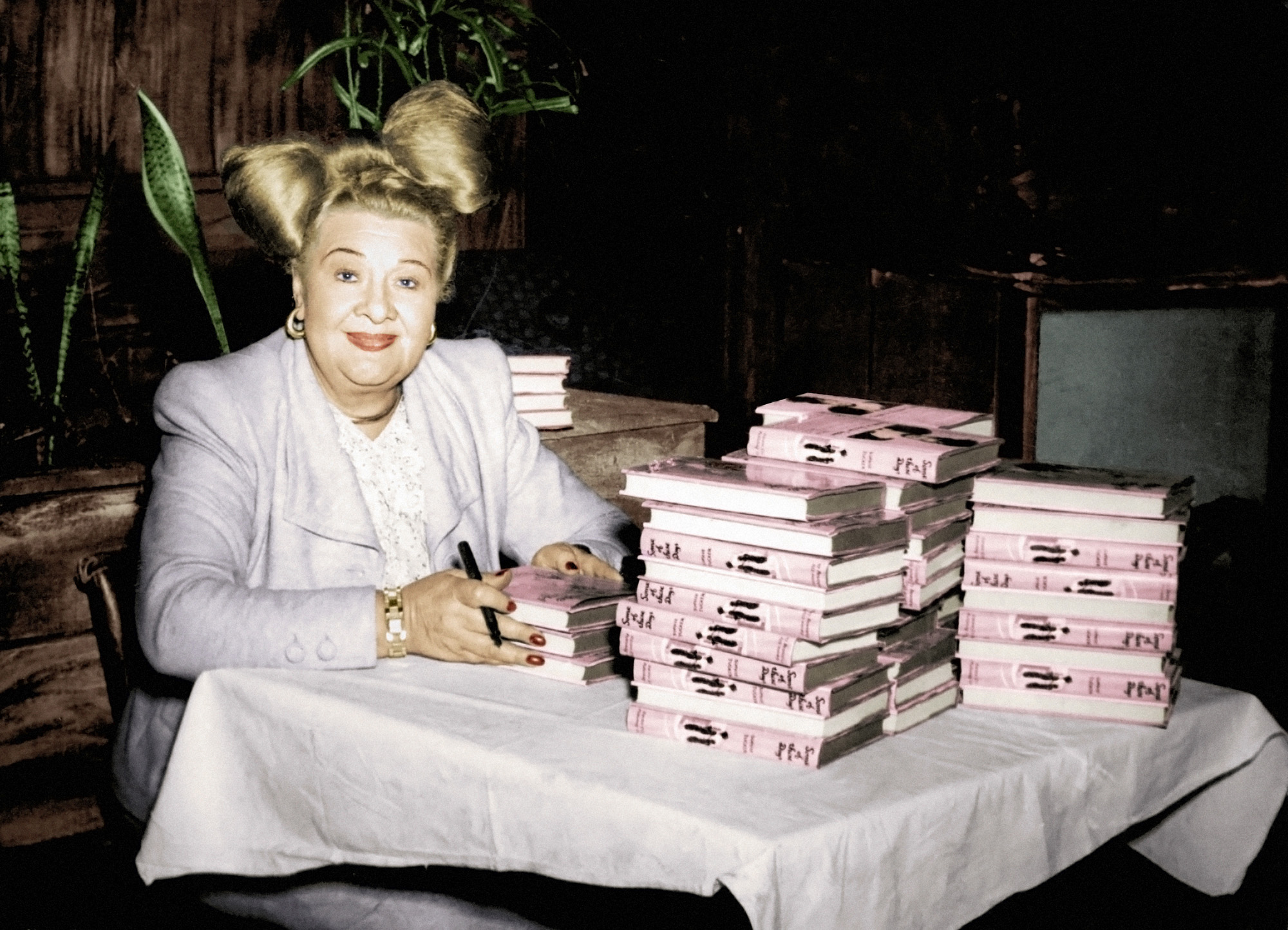 The outrageous Sophie Tucker, praised and preserved 2 Sophie Tucker, circa 1947, signs her autobiography (“Some of These Days”) after a nightclub appearance. Courtesy The Sophie Tucker Project.