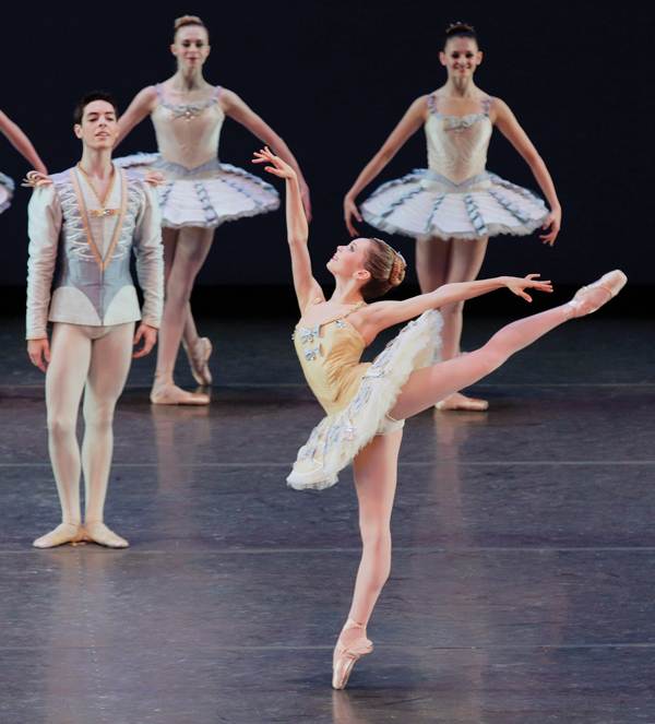 Clara Ruf-Maldonado performing a solo from George Balanchine’s “Divertimento No. 15” at the School of American Ballet’s 2013 workshop performances.   Photo by Paul Kolnik