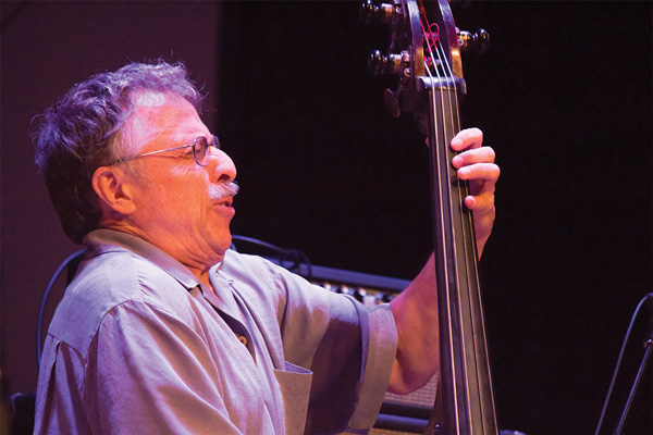 Joe Fonda, the OGJB Quartet’s stand-up bass player, laid down the groove.