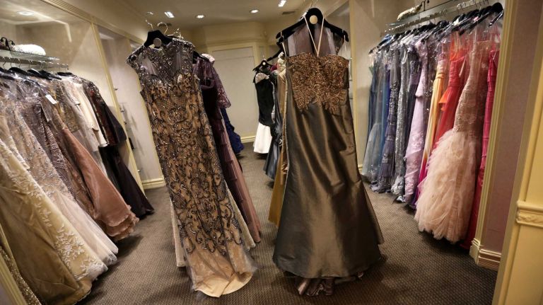 Couture evening gowns at Emily's, at 1654 Richmond Rd., in Dongan Hills, Staten Island, Saturday, July 25, 2015.