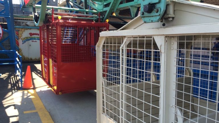 The steel cars of the Wonder Wheel, seen here on May 25, 2015, are designed to keep passengers safely secured inside, with double locks and mesh that deters people from dropping large objects out. 