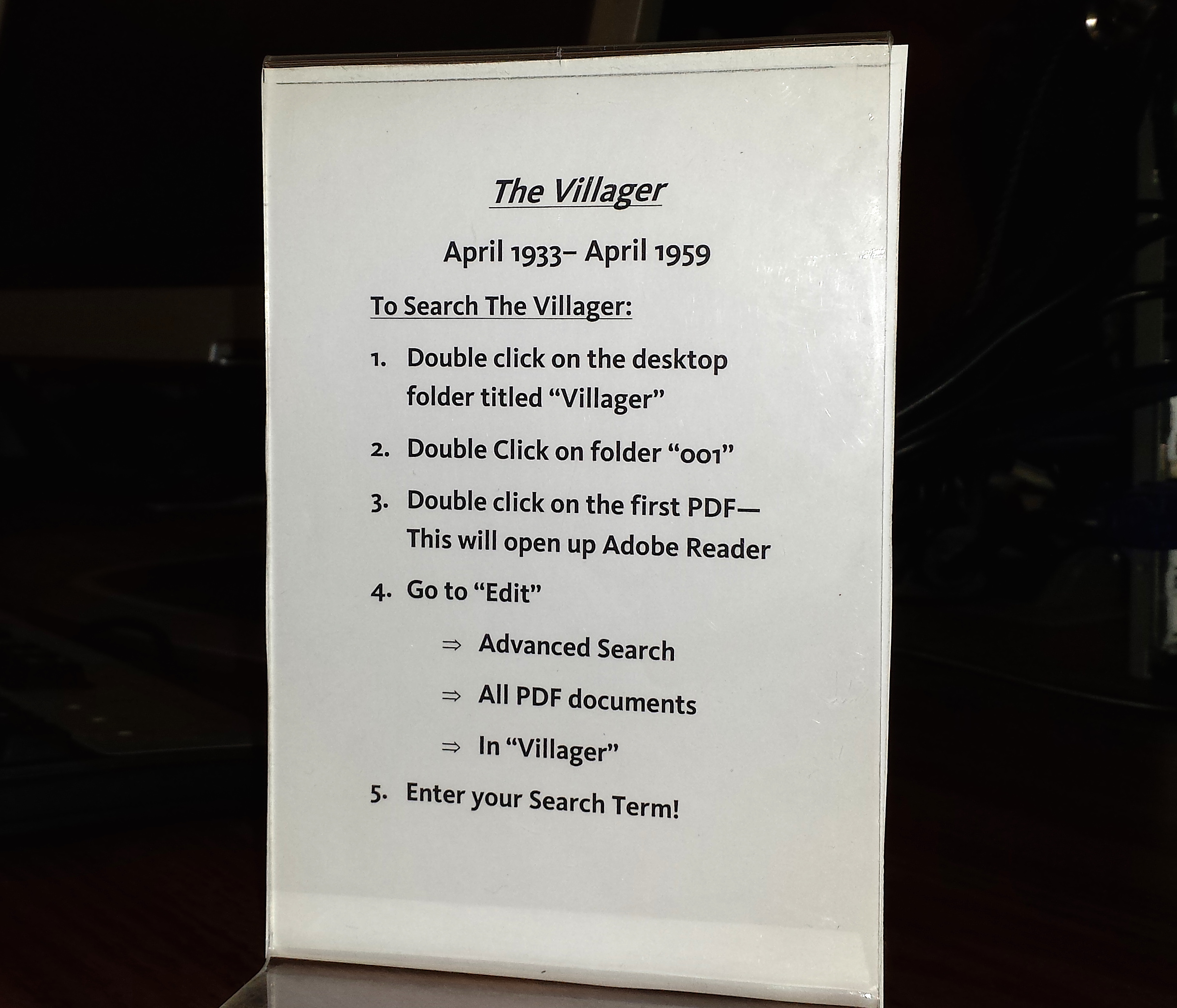 Without fear of ruining brittle old newspaper pages or cranking through spools of microfilm, it's easy to search for things in the first  26 years of The Villager now at the Jefferson Market Library. The rest of the paper's archives will be  digitized soon.