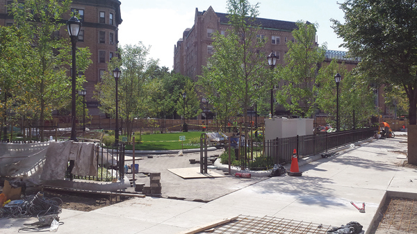 Work being done on the emerging park viewed from the corner of W. 12th St. and Seventh Ave. South.