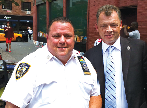 Captain Joseph Simonetti, left, and Detective Jimmy Alberici on Sixth Ave.   Photos by Lincoln Anderson
