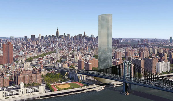 A rendering of the planned tower at 250 South St.