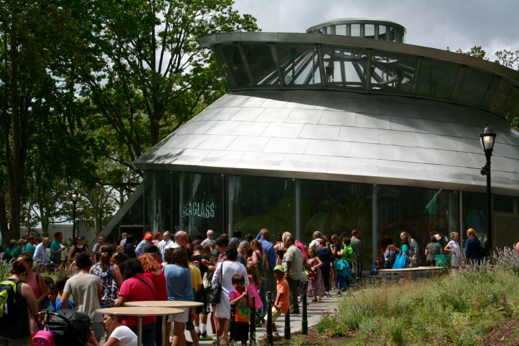 Visitors were lining up to catch a ride on Thursday.