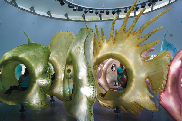 Merry raves flow for fish carousel opening 5 Downtown Express photo by Yannic Rack A few of the carousel’s fish.
