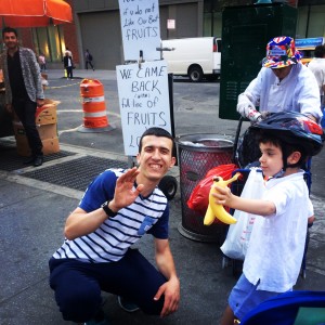 The always upbeat "Banana Man" fruit vendor on W. Broadway. 