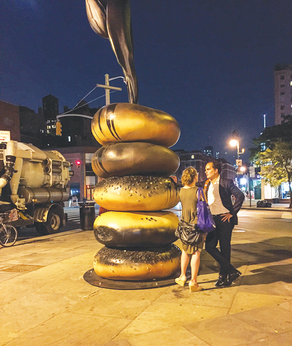 It’s schmeer love between an artist and N.Y.C. bagels 1 By the bagels at Sixth and Greenwich Aves. Photo by Tequila Minsky