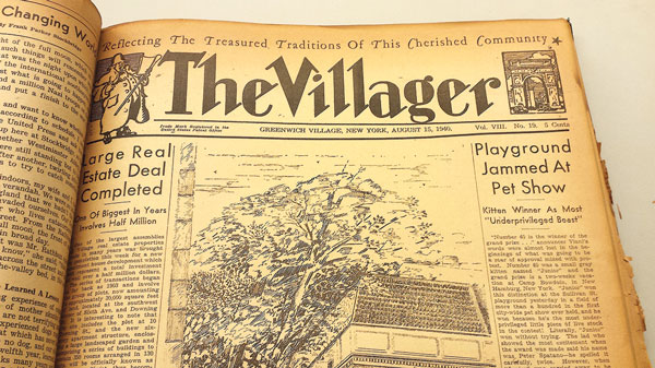 Part of the front page of the Aug. 15, 1940, Villager. The full article on Junior and the pet contest can be read in The Villager’s newly digitized archives at the Jefferson Market Library.