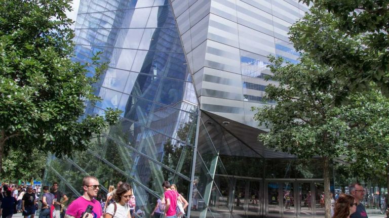 People visit the 9/11 memorial and museum in Manhattan's Financial District on Aug. 20, 2015.