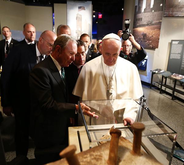 Michael Bloomberg, the 9/11 Museum's chairperson and the former mayor, in the museum. Photo by National September 11 Memorial & Museum.