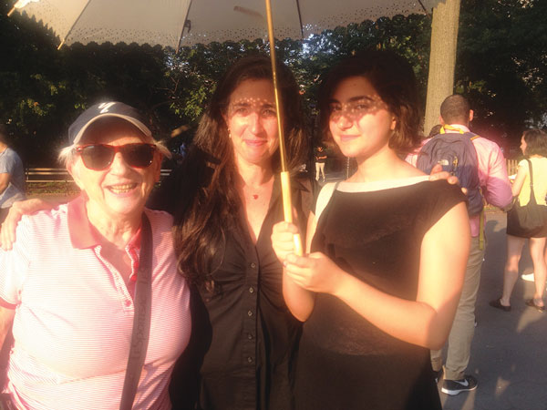Do they have to “throw shade”? Three generations of a Village family all say no to the N.Y.U. plan, from left, Shirley and Sarah Soffer and Eve Liberman.  Photo by Lincoln Anderson