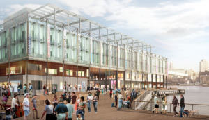 Howard Hughes Corp. is not proceeding with this plan to build a rooftop canopy on this structure to be built on Pier 17. 