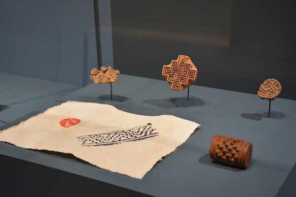 Buhmann on Art: Central America’s past revealed 2 Ceramic stamps used by various indigenous groups of Central America, including the Maya, to decorate cloth, paper, or the human body, dating from 300 B.C.–1500 A.D. Tubular stamps (bottom right) were rolled across skin or fabric to create continuous designs. Photo by Joshua Stevens, courtesy MAI.