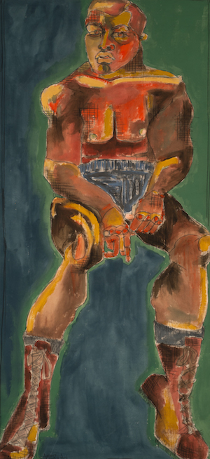 Just Do Art: Sept. 10, 2015 1 America Martin’s “Boxer I” (Acrylic and Pencil on Canvas. 72.25" x 34"). On view at the newly opened JoAnn Artman Gallery. Courtesy the artist and JoAnn Artman Gallery.