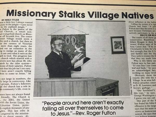 The Villager’s Nov. 6, 1980, article on Reverend Roger Fulton.