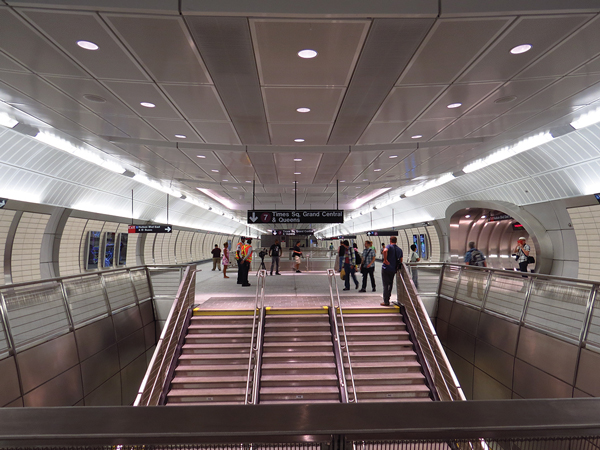 The subway station’s spacious interior almost resembles an airport more than a subway station.