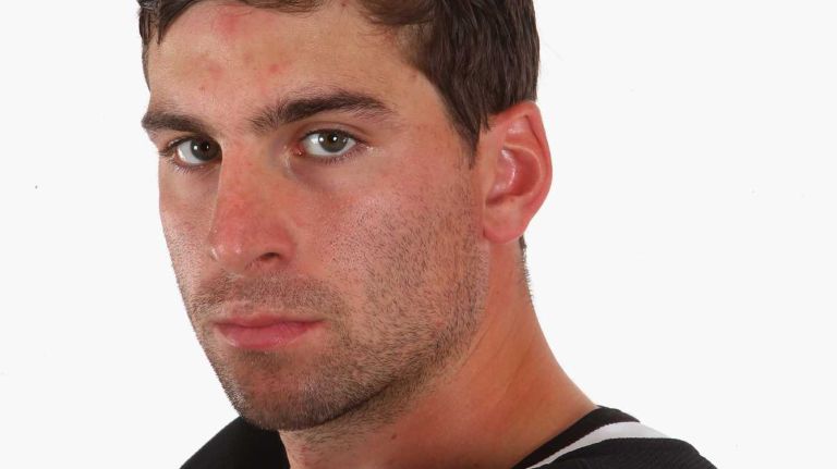 John Tavares #91 of the New York Islanders models the team's third uniform during a photo session on Sept. 15, 2015 at Iceworks in Syosset.