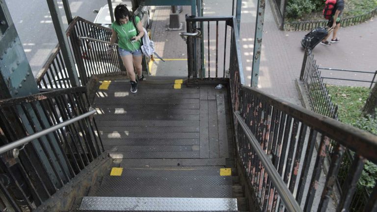A state of disrepair is visible at the 7 train 52 Street-Lincoln Avenue subway station in Queens, on Wednesday, September 02, 2015. An analysis by the Citizen Budget Commission found that the 52 Street-Lincoln Avenue subway station was one of the worst stations because it has 'components' in disrepair, such as platforms and stairs.