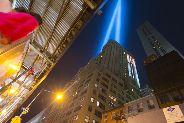 Tribute in Light, Sept. 11, 2015. Downtown Express photo by Milo Hess.