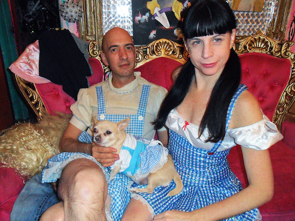 Rev. Jen: Straight outta Bellevue 1 Friends, of Dorothy: Faceboy, Reverend Jen Junior and Rev. Jen work the no-hassle Halloween gingham look.