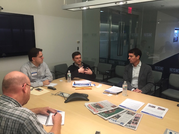 Our Audience With City Planning 1 L to R: Lincoln Anderson, editor of The Villager; Joe Marvilli, press officer at the Department of City Planning; Frank Ruchala, the department’s deputy director of zoning; and Erik Botsford, deputy director of the department's Manhattan office.