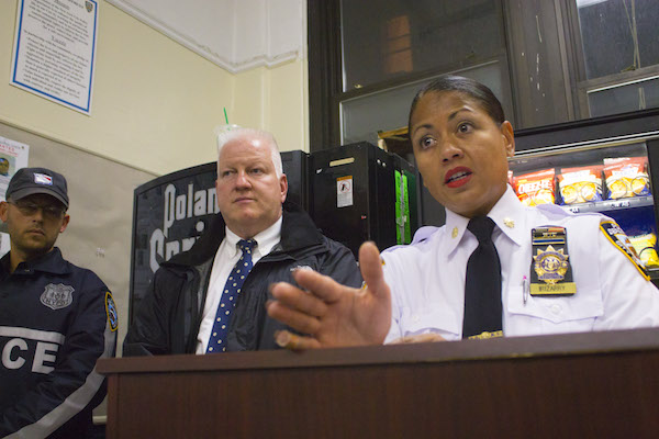 10th Precinct on Quality of Life Concerns, Catching Criminals 2 Deputy Inspector Michele Irizarry, commanding officer of the NYPD’s 10th Precinct, said police will enforce laws against homeless people who harass residents. Photo by Zach Williams.