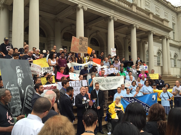 Forces Join to End Tenant Harassment 2 At Stand For Tenant Safety’s press conference, Cooper Square Committee Board Member Rob Pinter speaks. Photo Courtesy Brandon Kielbasa, Cooper Square Committee.
