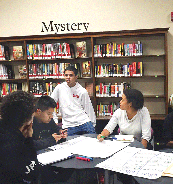 Young people brainstormed about participatory-budgeting ideas for District 3 last week at the Hudson Park Library.  Photo by Amy Russo