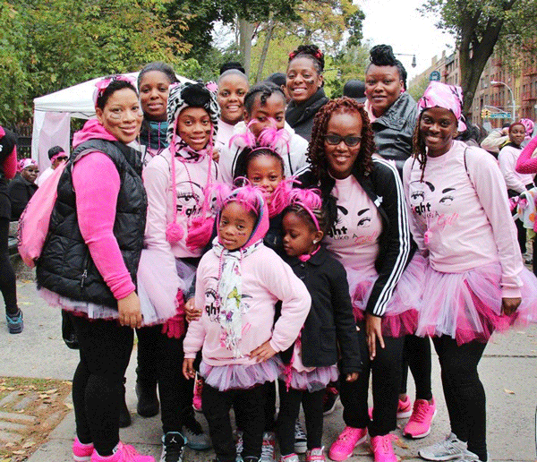 Along with her 700-strong squad of “Sheryl’s Warriors” foot soldiers, Sheryl Phillip, far left, has raised $10,000 — and counting — for breast cancer research through the American Cancer Society’s Making Strides Walk.