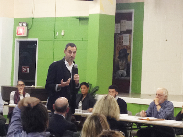 CB4 Committees Stand Against Pier 62 Beer Garden 2 Anthony Borelli spoke out in support of Merchants’ beer garden, at the Nov. 5 CB4 WPE meeting, citing its animal-friendliness. Photo by Sean Egan.