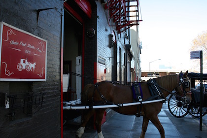 A horse leaving Clinton Park Stables in Hell's Kitchen. | YANNIC RACK 