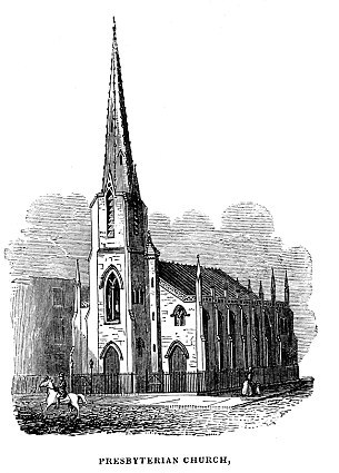 An illustration of the Presbyterian church on University Place in 1846.