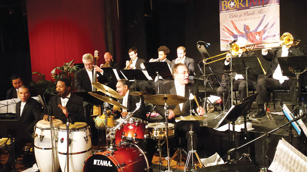 Photo by Scoopy Bobby Sanabria, on the drum set, and his big band wowed the crowd at the Borimix opening party at The Clemente.