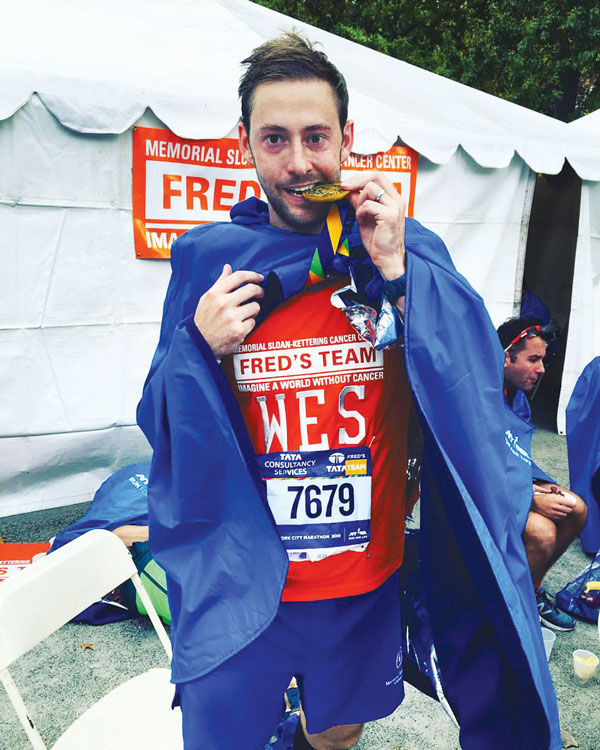Wes Turner after finishing the 2015 TCS New York Marathon.