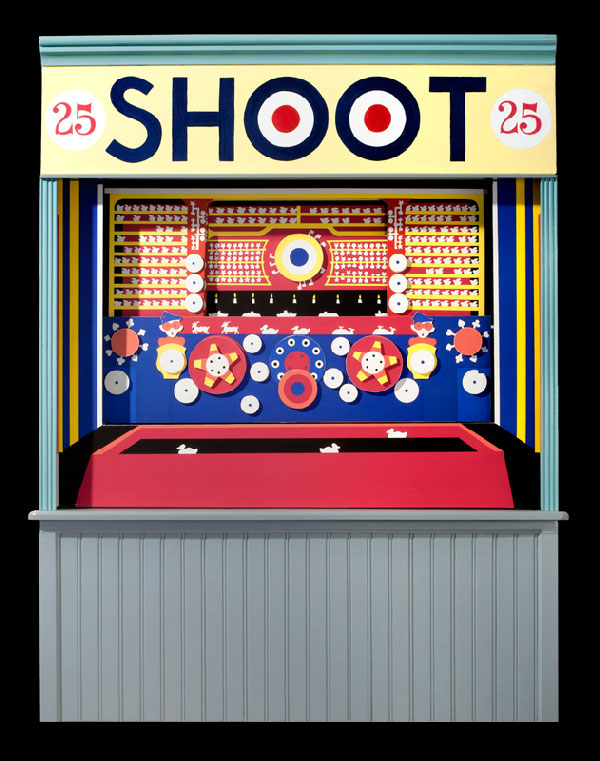 “25 Shoot,” by Richard Eagan and Philomena Marano, a diorama-like re-creation of an original William F. Mangels shooting gallery.