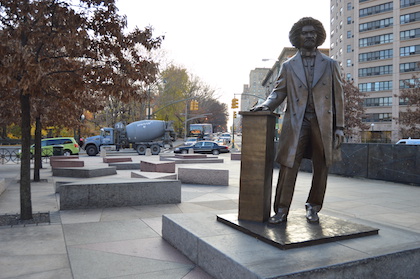 Costly UWS Plaza Modifications Proposed to Deter Skateboarding 2 Skaters’ use of the blocks within Frederick Douglass Circle has caused concern among the plaza’s Friends. | JACKSON CHEN