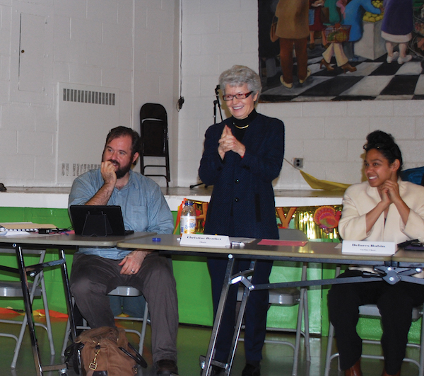 Paper Ballot, New Blood: CB4 Elects Leadership 1 Outgoing CB4 Chair Christine Berthet (standing), and incoming Chair Delores Rubin (seated). Photo by Winnie McCroy.