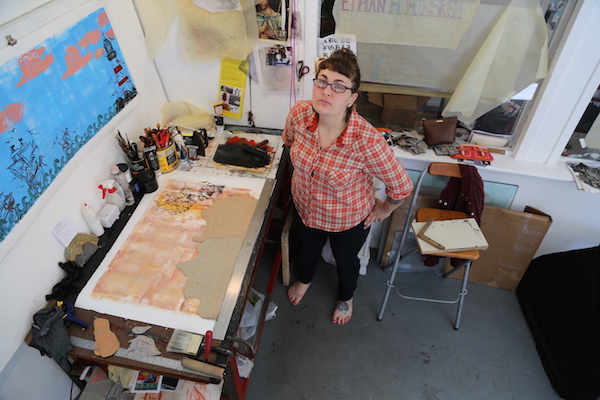 Two blocks of L.E.S. fame 3 Antagonist Movement member Shannon Marie Daugherty in her Long Island City studio. Photo by Ethan Minsker.