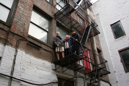 Vigilant West Side Tenants Challenge Landlord, Department Of Buildings 1 Tom Cayler (l.), Douglas Kelley, and Daniel Schneider are residents of the five-building complex that makes up 517-525 West 45th Street. | YANNIC RACK