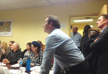 Rocky Road to Permit Renewal for West 39th Street Market 1 David Pincus, co-chair of CB4’s Quality of Life Committee, in a moment of exasperation during a hearing on the Hell’s Kitchen Flea Market’s permit renewal application. | SEAN EGAN