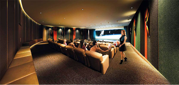 Why even go out to the movies? Residents at One Manhattan Square will be able to enjoy films in the building’s screening room, complete with popcorn-serving ushers.